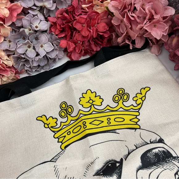 Eco-Friendly Crowned King English Bulldog Folding Tote Bag - Picture 8 of 13